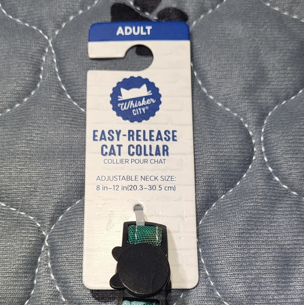 Whisker City Exclusive Green Plaid Easy Release Adult Cat Collar (8in-12in) NWT